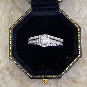 10KWG Diamond Bridal Set | Engagement & Wedding Ring